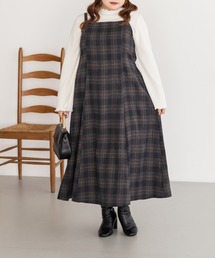 CLETTEオリジナルフェイクウールチェック柄ジャンスカワンピース