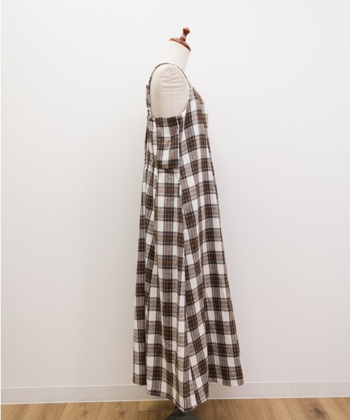 CLETTEオリジナルフェイクウールチェック柄ジャンスカワンピース