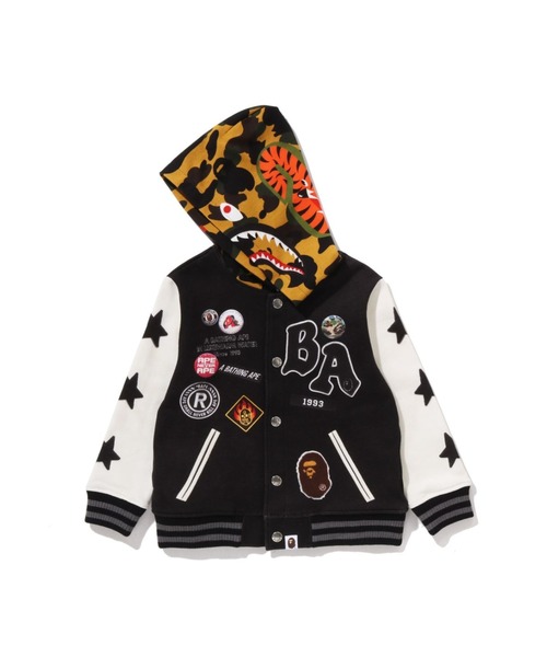1ST CAMO SHARK HOODIE PRINT SWEAT VARSITY JACKET（ミリタリー