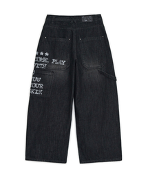HUG YOUR SKIN セミブーツカットデニムパンツ（ブラックデニム） セール】セミブーツカットデニムパンツ（ブラックデニム）（デニム