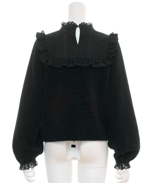 Secret Honey（シークレットハニー）の「サテン&パールリボンシャギートップス（Tシャツ/カットソー・レディース・オフホワイト/ブラック・FREE）」の12枚目の写真