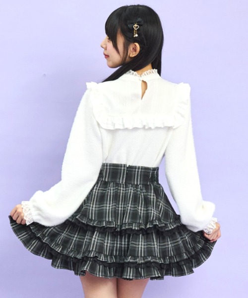 Secret Honey（シークレットハニー）の「サテン&パールリボンシャギートップス（Tシャツ/カットソー・レディース・オフホワイト/ブラック・FREE）」の5枚目の写真