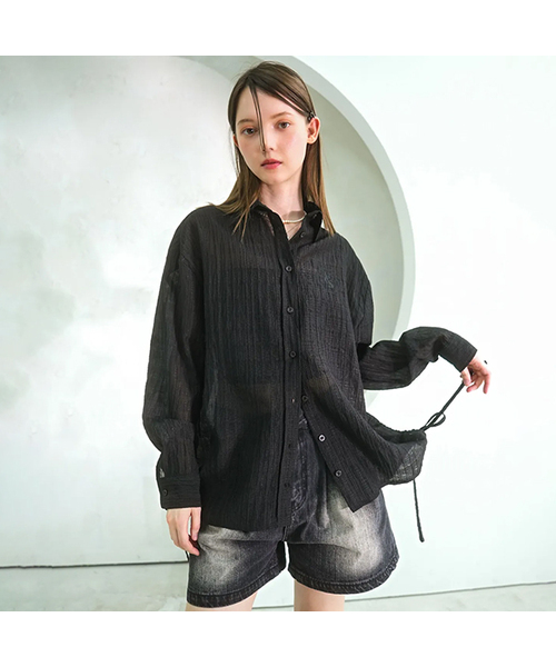 Vivacious(ビバシャス)の「Summer Side Shirring Shirt - 4COL(シャツ/ブラウス・レディース・ホワイト/ブラック/カーキ/ブルー・FREE)」の1枚目の写真