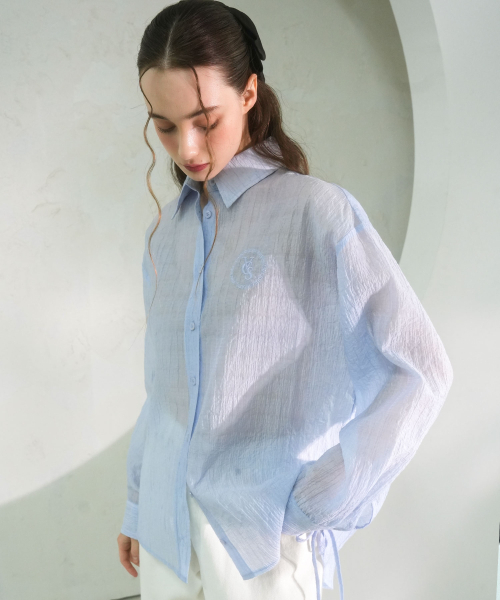 Vivacious(ビバシャス)の「Summer Side Shirring Shirt - 4COL(シャツ/ブラウス・レディース・ホワイト/ブラック/カーキ/ブルー・FREE)」の6枚目の写真
