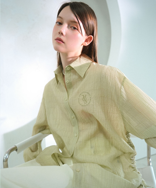 Vivacious(ビバシャス)の「Summer Side Shirring Shirt - 4COL(シャツ/ブラウス・レディース・ホワイト/ブラック/カーキ/ブルー・FREE)」の8枚目の写真
