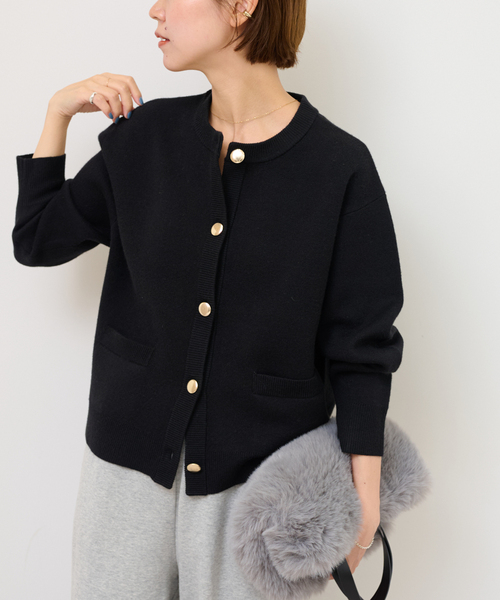 JOURNAL STANDARD relume（ジャーナルスタンダード　レリューム）の「《追加》ダブルニットメタルボタンカーディガン（カーディガン/ボレロ・レディース・チャコールグレー/ブラック・FREE）」の15枚目の写真