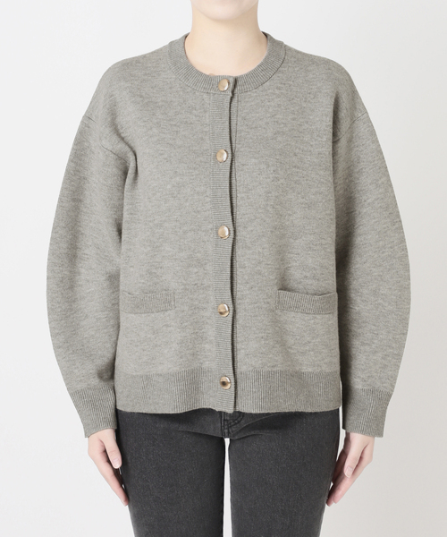 JOURNAL STANDARD relume（ジャーナルスタンダード　レリューム）の「《追加》ダブルニットメタルボタンカーディガン（カーディガン/ボレロ・レディース・チャコールグレー/ブラック・FREE）」の5枚目の写真