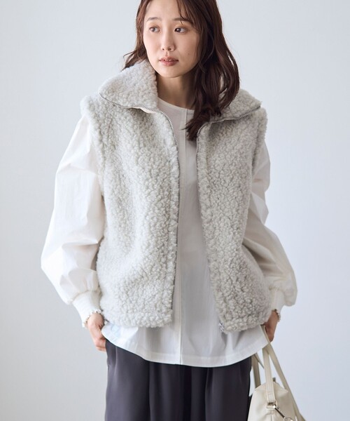 RONEL(ロネル)の「Mouflon Mouflon(ムフロン・ムフロン)ジップボアベスト(その他アウター・レディース・ライトグレー/ダークグレー・M)」の11枚目の写真