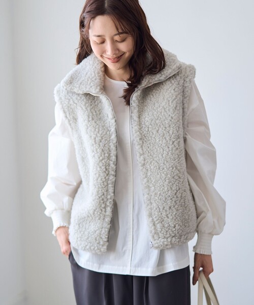 RONEL(ロネル)の「Mouflon Mouflon(ムフロン・ムフロン)ジップボアベスト(その他アウター・レディース・ライトグレー/ダークグレー・M)」の10枚目の写真