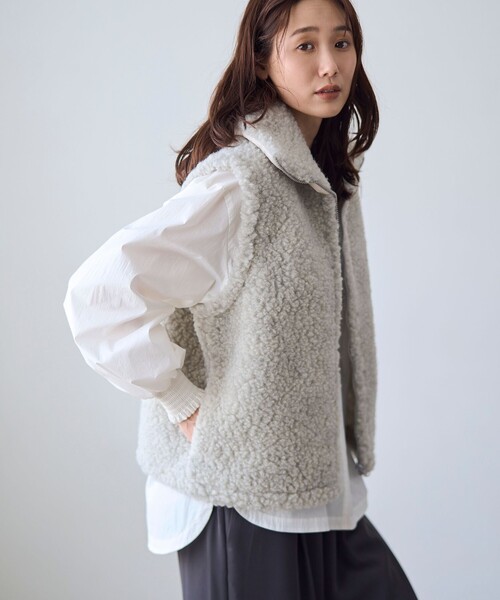 RONEL(ロネル)の「Mouflon Mouflon(ムフロン・ムフロン)ジップボアベスト(その他アウター・レディース・ライトグレー/ダークグレー・M)」の7枚目の写真