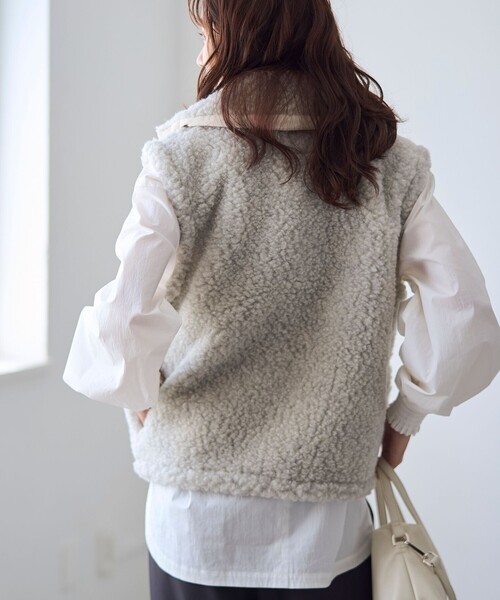 RONEL(ロネル)の「Mouflon Mouflon(ムフロン・ムフロン)ジップボアベスト(その他アウター・レディース・ライトグレー/ダークグレー・M)」の5枚目の写真
