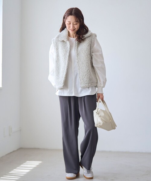 RONEL(ロネル)の「Mouflon Mouflon(ムフロン・ムフロン)ジップボアベスト(その他アウター・レディース・ライトグレー/ダークグレー・M)」の4枚目の写真