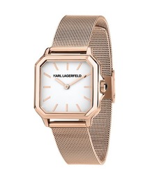KARL LAGERFELD（カールラガーフェルド）の「「KARL LAGERFELD/カール・ラガーフェルド」スクエア クラシック - ホワイト ダイヤル ローズゴールド メッシュ（アナログ腕時計）」