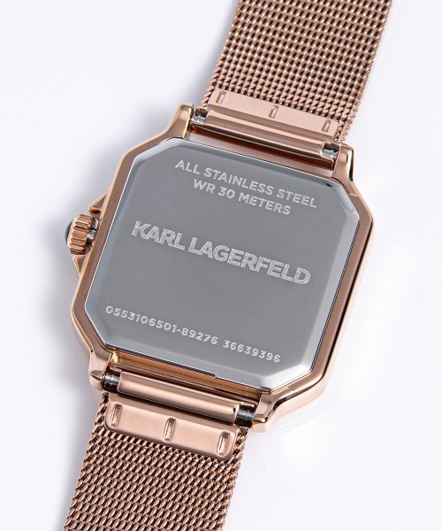 KARL LAGERFELD(カールラガーフェルド)の「「KARL LAGERFELD/カール・ラガーフェルド」スクエア クラシック - ホワイト ダイヤル ローズゴールド メッシュ(アナログ腕時計・レディース・ピンクゴールド・FREE)」の3枚目の写真