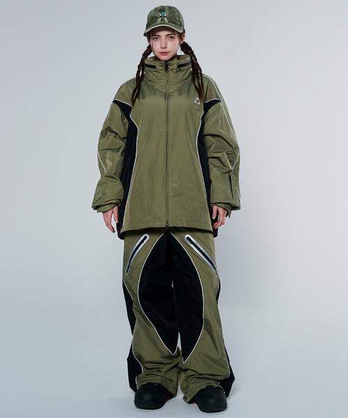 [DOLL x DUMDIDUM] 2425 フェイドジャケット&パンツ ボードウェアセット カーキブラック 男女共用