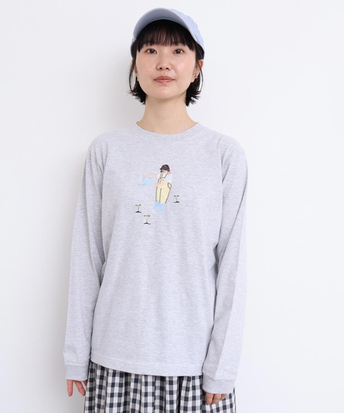 l'atelier du savon(アトリエドサボン)の「植物おせわ係 アップリケ刺繍ロンT(Tシャツ/カットソー・レディース・ホワイト/グレー・FREE)」の12枚目の写真