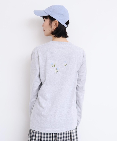 l'atelier du savon(アトリエドサボン)の「植物おせわ係 アップリケ刺繍ロンT(Tシャツ/カットソー・レディース・ホワイト/グレー・FREE)」の14枚目の写真