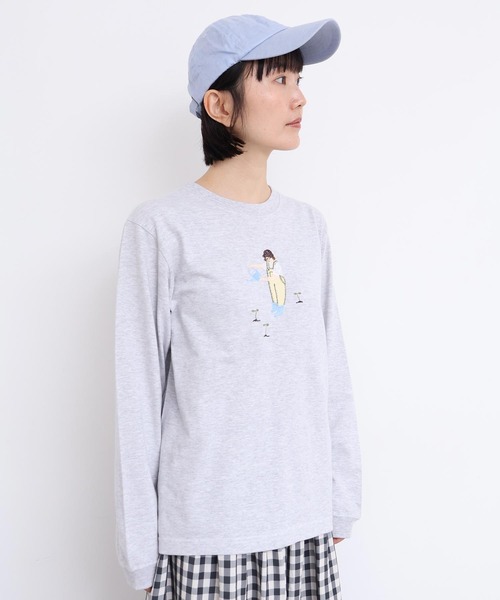 l'atelier du savon(アトリエドサボン)の「植物おせわ係 アップリケ刺繍ロンT(Tシャツ/カットソー・レディース・ホワイト/グレー・FREE)」の15枚目の写真