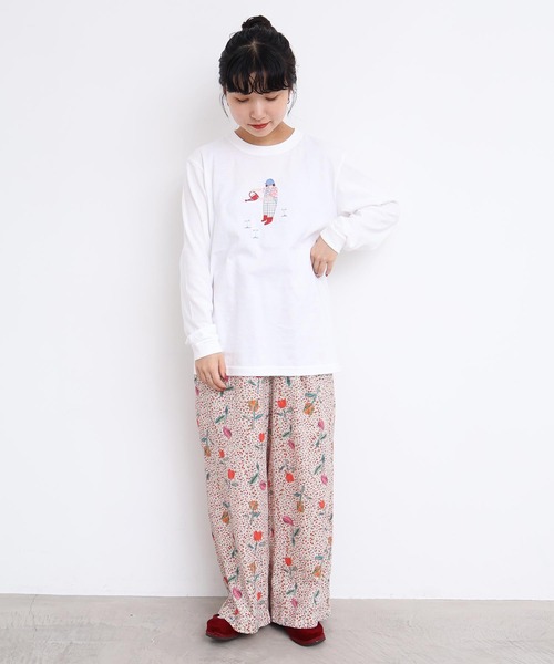 l'atelier du savon(アトリエドサボン)の「植物おせわ係 アップリケ刺繍ロンT(Tシャツ/カットソー・レディース・ホワイト/グレー・FREE)」の17枚目の写真