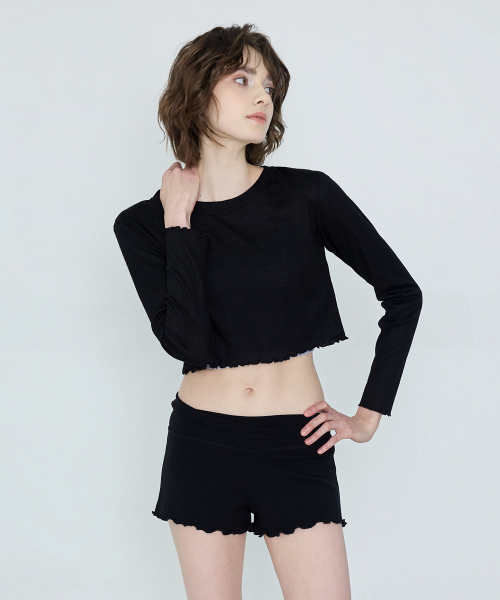 DEVIWEAR(デヴィウェア)の「ニューウェーブ ホリッククロップ 長袖Tシャツ DEVI-T0047-ブラック(Tシャツ/カットソー・レディース・その他・FREE)」の2枚目の写真