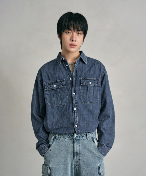 DECET(デケト)の「Denim Work Shirts DCSH007Blue(シャツ/ブラウス・メンズ・その他・SMALL/MEDIUM/LARGE)」の1枚目の写真