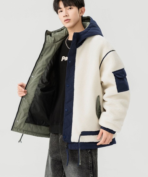 aimoha(アイモハ)の「ボアジャケット (AW)(ナイロンジャケット・メンズ・ブラック/オフホワイト・X-LARGE/MEDIUM/LARGE)」の4枚目の写真