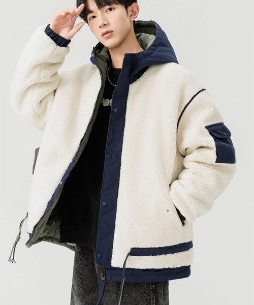 aimoha(アイモハ)の「ボアジャケット (AW)(ナイロンジャケット・メンズ・ブラック/オフホワイト・X-LARGE/MEDIUM/LARGE)」の5枚目の写真