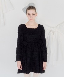 KONVINI（コンビニ）の「【mieya mieya】SHAGGY RIBBON MINI OP/シャギーリボンミニワンピース（ワンピース）」