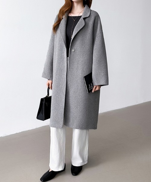 セール】ウールコート ロング チェスターコート ロングコート コクーン