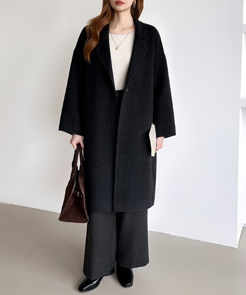 定価27,000円　新品♡　ウールワイドチェスターコート　コクーン　ロング セール】ウールコート ロング チェスターコート ロングコート コクーン