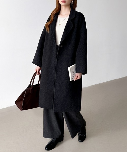 セール】ウールコート ロング チェスターコート ロングコート コクーン