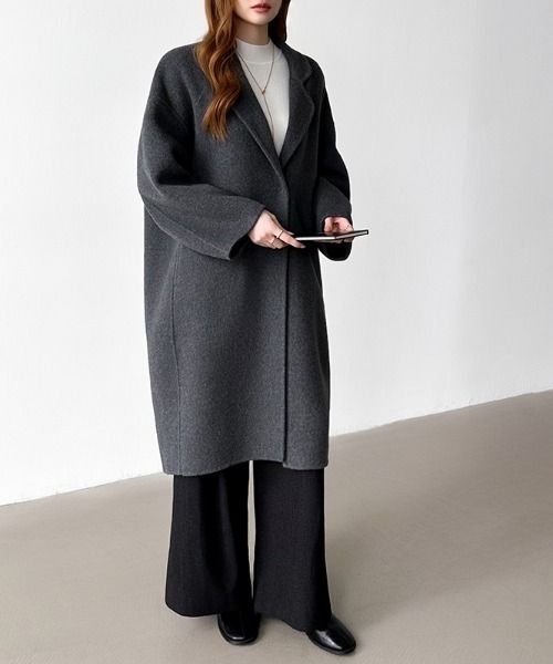 セール】ウールコート ロング チェスターコート ロングコート コクーン