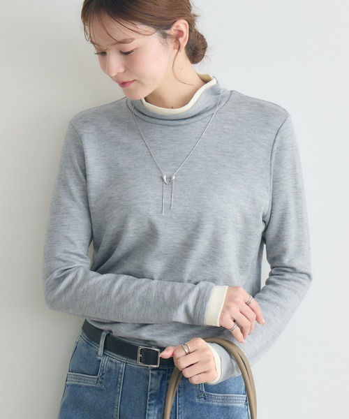 KATHARINE ROSS（キャサリンロス）の「【KATHARINE ROSS】配色タートルプルオーバー（Tシャツ/カットソー・レディース・ブラック/グレー/レッド/ブラウン・FREE）」の3枚目の写真