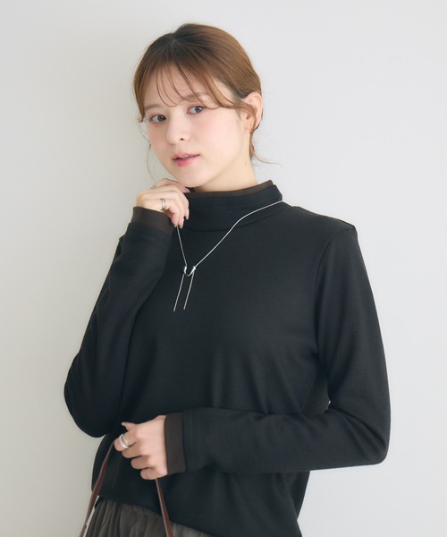 KATHARINE ROSS（キャサリンロス）の「【KATHARINE ROSS】配色タートルプルオーバー（Tシャツ/カットソー・レディース・ブラック/グレー/レッド/ブラウン・FREE）」の2枚目の写真