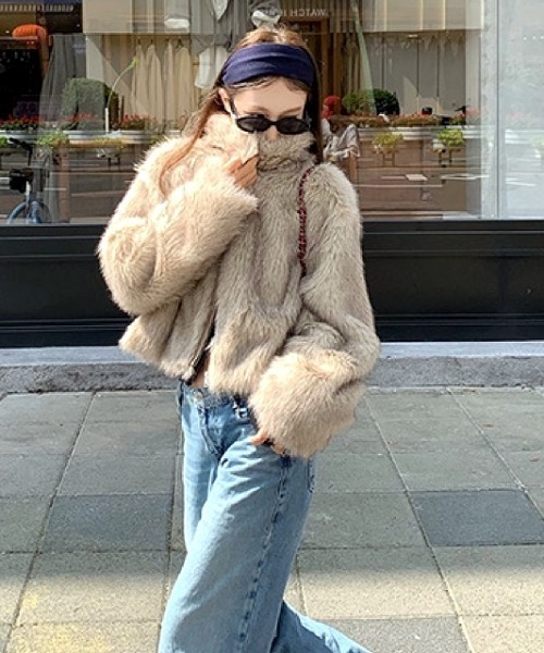 セール】ショート丈エコファーコート（その他アウター）｜SHEENA