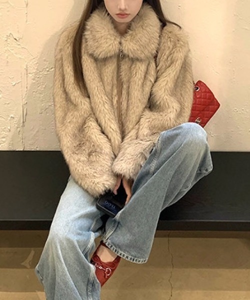 セール】ショート丈エコファーコート（その他アウター）｜SHEENA