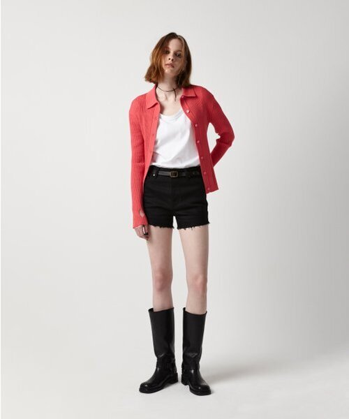 EAN JO（イアンジョー）の「RIBBED COLLAR KNIT CARDIGAN (VIVA MAGENTA)（カーディガン/ボレロ・レディース・その他・SMALL/MEDIUM）」の2枚目の写真