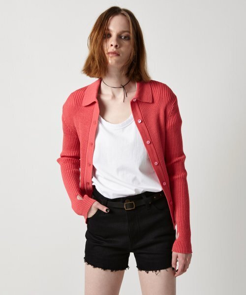 EAN JO（イアンジョー）の「RIBBED COLLAR KNIT CARDIGAN (VIVA MAGENTA)（カーディガン/ボレロ・レディース・その他・SMALL/MEDIUM）」の3枚目の写真