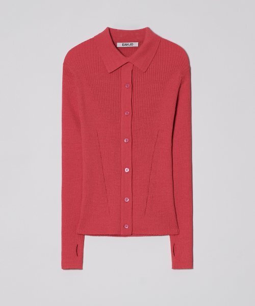 EAN JO（イアンジョー）の「RIBBED COLLAR KNIT CARDIGAN (VIVA MAGENTA)（カーディガン/ボレロ・レディース・その他・SMALL/MEDIUM）」の4枚目の写真