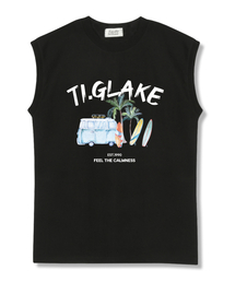 ベケーションカー オーバーサイズ ノースリーブ Tシャツ ブラック