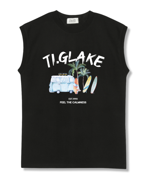 TI.GLAKE(ティーグレイク)の「ベケーションカー オーバーサイズ ノースリーブ Tシャツ ブラック(Tシャツ/カットソー・レディース・その他・LARGE/X-LARGE/XX-LARGE)」の1枚目の写真