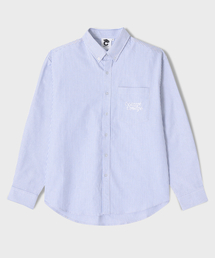 CONCEPTCOLLEGE（コンセプトカレッジ）の「ベーシックロゴワンポケットオックスフォードストライプシャツ_ブルー [男女共用]（シャツ/ブラウス）」