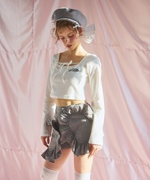 lilLilly（リルリリー）の「スクエアネックバイカラーリボントップス（Tシャツ/カットソー）」