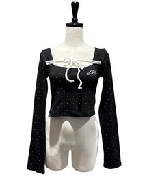 lilLilly | スクエアネックバイカラーリボントップス(Tシャツ/カットソー)