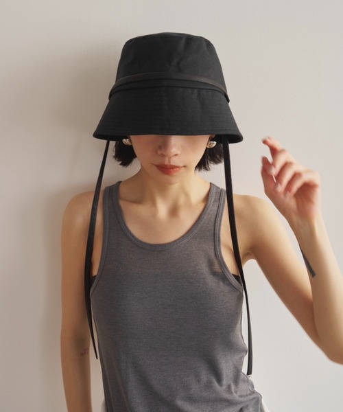 AIC.(エーアイシー)の「【UVカット】ロングストラップバケットハット/UPF50+/接触冷感/サイズ調節可能/紐取り外し可能(ハット・レディース・ブラック/アイボリー・FREE)」の19枚目の写真