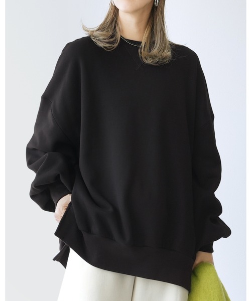 reca（レカ）の「裏ボアオーバーサイズプルオーバー（スウェット・レディース・ライトベージュ/ブラック/オートミール・FREE）」の2枚目の写真