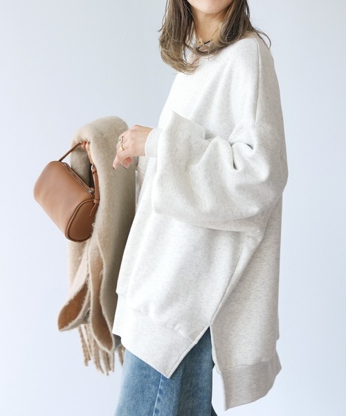 reca（レカ）の「裏ボアオーバーサイズプルオーバー（スウェット・レディース・ライトベージュ/ブラック/オートミール・FREE）」の13枚目の写真