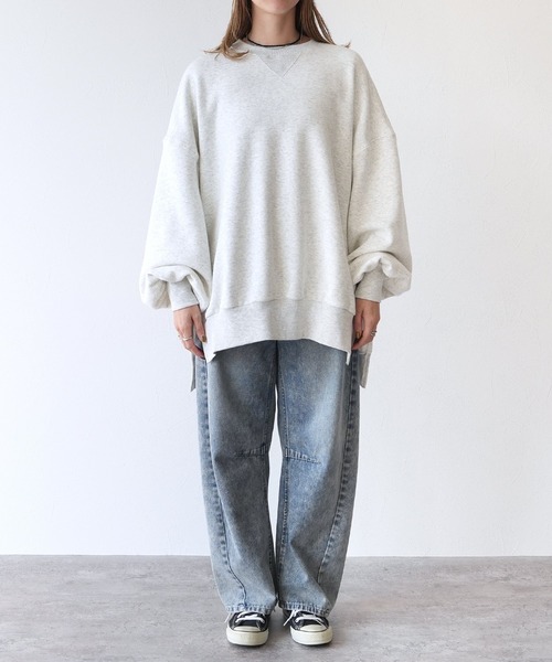 reca（レカ）の「裏ボアオーバーサイズプルオーバー（スウェット・レディース・ライトベージュ/ブラック/オートミール・FREE）」の19枚目の写真