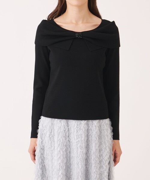 TO BE CHIC(トゥー ビー シック)の「リボンオフタートル ニット(ニット/セーター・レディース・ベージュ/ブラック・40)」の7枚目の写真