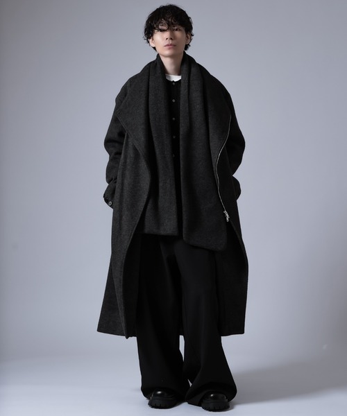 improves（インプローブス）の「ストール付き アシンメトリー ジップアップ コート（その他アウター・メンズ・ブラウン/チャコール・MEDIUM/LARGE）」の4枚目の写真